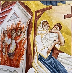 фресковые изображения святых мучеников в нижних зонах нефа.